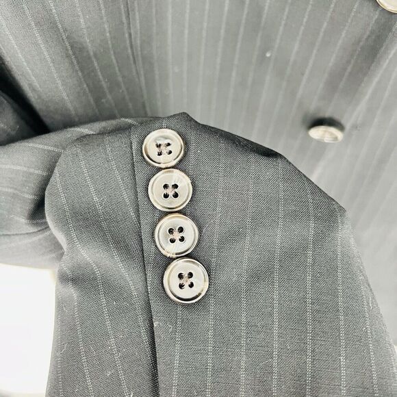 Ralph Lauren Black Pinstripe Blazer Size 42R Wool Blend Bernini Beverly Hills - Picture 3 of 7